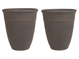 Set of 2 Plant Pots âŒ€ 43 cm Brown KATALIMA