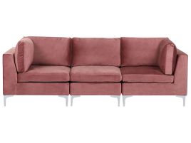 3 Seater Modular Velvet Sofa Pink EVJA