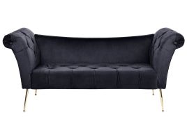 Velvet Chaise Lounge Black NANTILLY