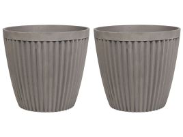 Set of 2 Plant Pots âŒ€ 44 cm Taupe POKA