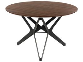 Round Dining Table âŒ€ 120 cm Dark Wood and Black ALURE