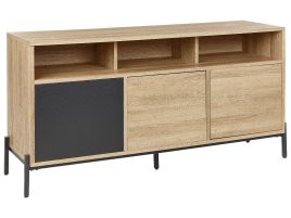 3 Door Sideboard Light Wood and Grey MOINES