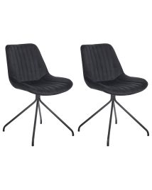 Set of 2 Velvet Dining Chairs Black NAVASOTA