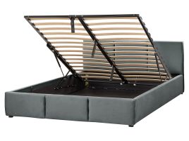 Velvet EU King Size Ottoman Bed Dark Grey BOUSSE