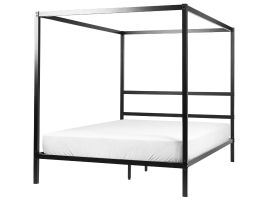 Metal EU King Size Canopy Bed Black LESTARDS