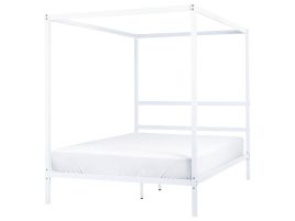 Metal EU Double Size Canopy Bed White LESTARDS