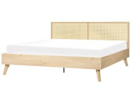 Rattan EU Super King Size Bed Light Wood MONPAZIER