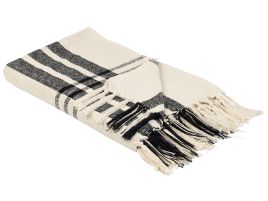Cotton Blanket 130 x 170 cm Off-White and Black YUVALI