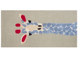 Cotton Kids Rug Giraffe Print 80x150cm Multicolour