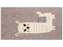 Cotton Kids Rug Llama Print 80x150cm Brown