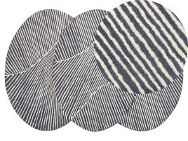 Wool Oval Area Rug 140x200cm White and Graphite Grey
