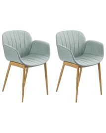 Set of 2 Fabric Dining Chairs Mint Green ALICE
