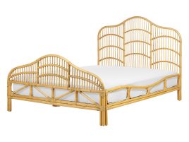 Rattan EU Double Bed Light Wood DOMEYROT