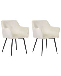 Set of 2 Velvet Dining Chairs Cream Beige JASMIN