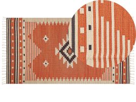 Cotton Kilim Area Rug 80x150cm Orange