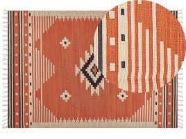 Cotton Kilim Area Rug 160x230cm Orange