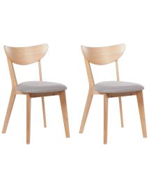Set of 2 Wooden Dining Chairs Light Wood with Grey ERIE