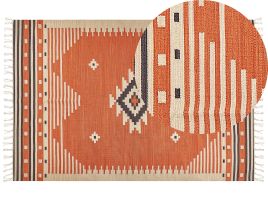 Cotton Kilim Area Rug 200x300cm Orange