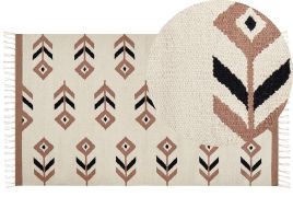 Cotton Kilim Area Rug 80x150cm Beige and Black