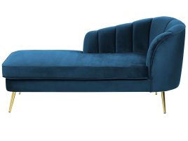 Right Hand Velvet Chaise Lounge Navy Blue ALLIER