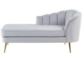 Right Hand Velvet Chaise Lounge Grey ALLIER