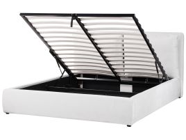 Velvet EU King Size Ottoman Bed Off-White BAJONNA