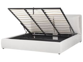 Velvet EU Super King Size Ottoman Bed Off-White BAJONNA