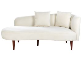 Right Hand Velvet Chaise Lounge Cream CHAUMONT