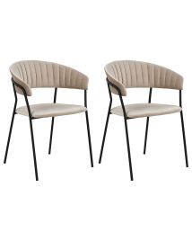 Set of 2 Velvet Dining Chairs Taupe MARIPOSA