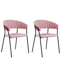 Set of 2 Velvet Dining Chairs Pink MARIPOSA