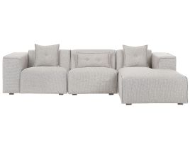 Left Hand Fabric Corner Sofa Light Beige DOLVA