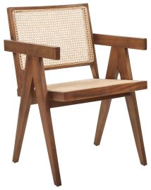 Wooden Chair with Rattan Braid Light Wood and Brown WESTBROOK
