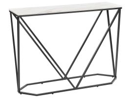 Console Table Marble Effect White with Black HAZEN