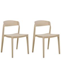 Set of 2 Dining Chairs Beige SOMERS
