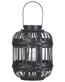 Bamboo Candle Lantern 30 cm Black BORACAY
