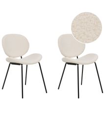 Set of 2 Boucle Dining Chairs White LUANA