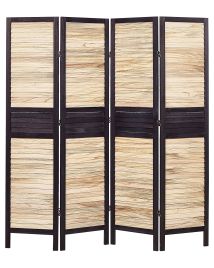 Wooden Folding 4 Panel Room Divider 170 x 164 cm Light Wood BRENNERBAD