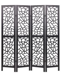 Wooden Folding 4 Panel Room Divider 170 x 163 cm Black PIANLARGO
