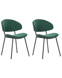 Set of 2 Fabric Dining Chairs Green KIANA