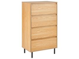 LIDO Oak Finish Chest of Drawers - Medium-sized, 4 Drawers