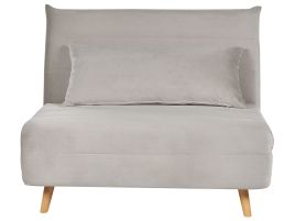 Velvet Single Sofa Bed Light Grey SETTEN
