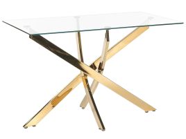 Glass Top Dining Table 120 x 70 cm Gold MARAMO