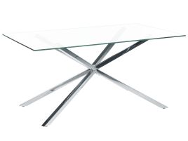 Glass Top Dining Table 160 x 90 cm Silver CORA