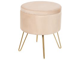 Velvet Storage Pouffe Beige SILAS
