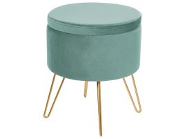 Velvet Storage Pouffe Green SILAS