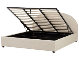 Fabric EU Super King Size Ottoman Bed Beige VAUCLUSE