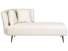 Left Hand Fabric Chaise Lounge White RIOM