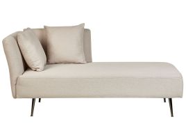 Left Hand Fabric Chaise Lounge Beige RIOM