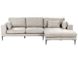 Velvet Left Hand Corner Sofa Light Grey FLAM