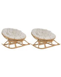 Set of 2 Rattan Rocking Chairs Natural and Light Beige ORVIETO